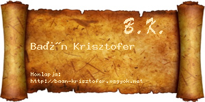 Baán Krisztofer névjegykártya