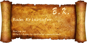 Baán Krisztofer névjegykártya
